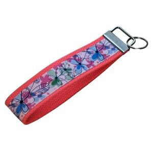 Floral Keychain Wristlet Handmade Boho Fabric Key‎ FOB Sturdy Daisy Flower Neon